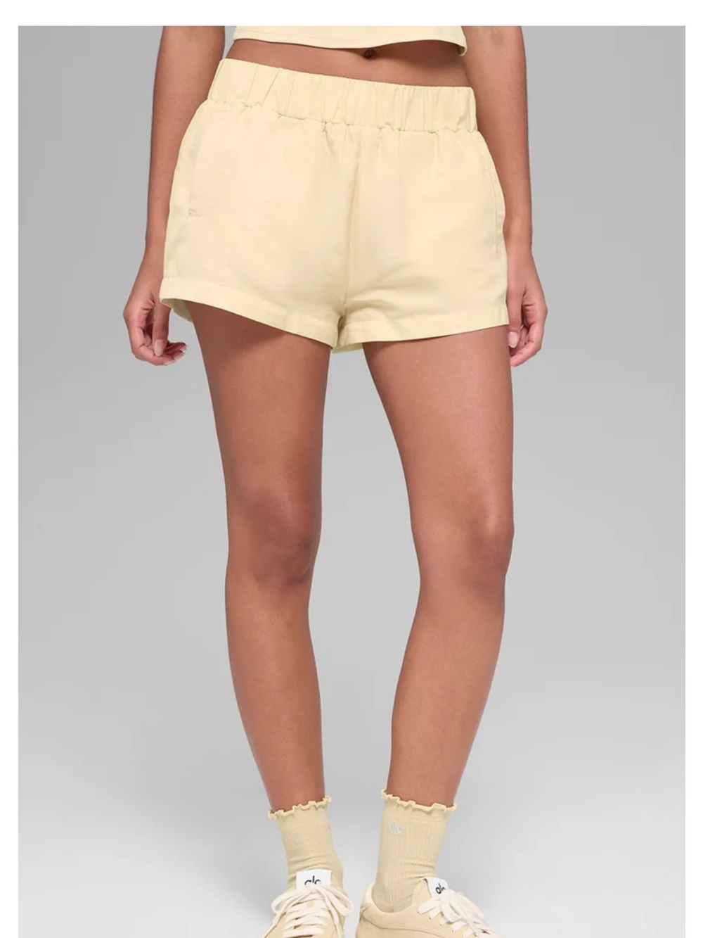 ALO Yoga Pale Yellow High-Waist Socialite Short